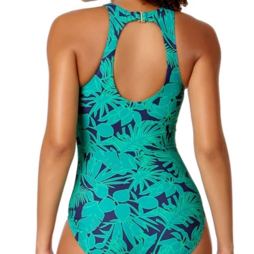 Land’s End Teopical Leaf Print One-Piece Swimsuit - Picture 2 of 5